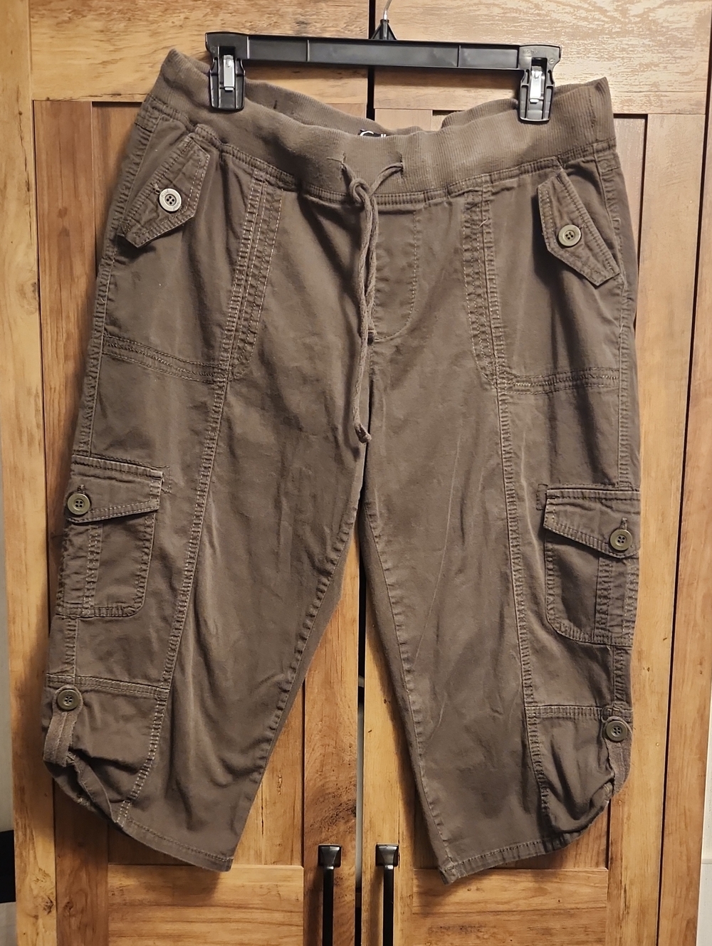 Earl Jeans Barrel Leg Green Cargo Capri Y2k Pants with Drawstring - Vintage